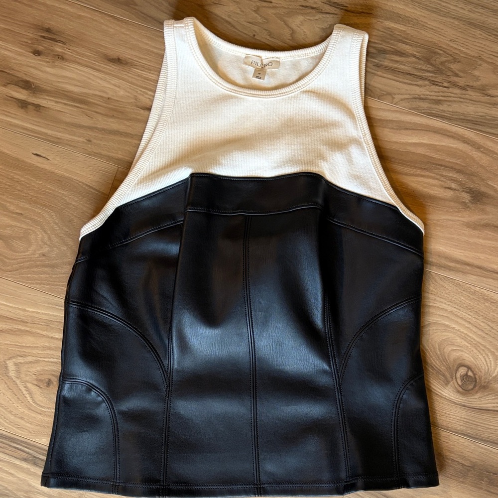 Pilcro Vegan Leather Bustier Tank